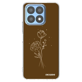 Picasee silikonowe przeźroczyste etui na Honor X8a - Brown flowers