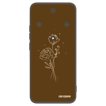 Picasee silikonowe czarne etui na Honor Magic5 Lite 5G - Brown flowers
