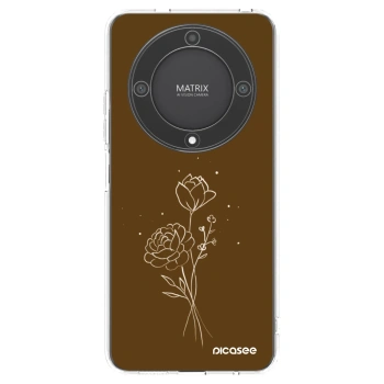 Picasee silikonowe przeźroczyste etui na Honor Magic5 Lite 5G - Brown flowers