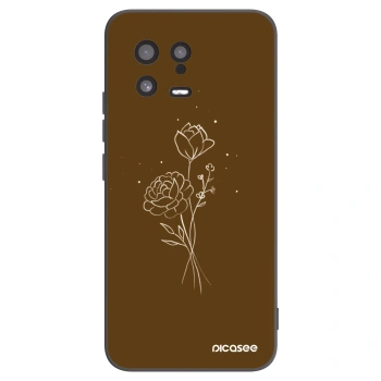 Picasee silikonowe czarne etui na Xiaomi 13 - Brown flowers