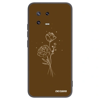 Picasee silikonowe czarne etui na Xiaomi 13 Pro - Brown flowers
