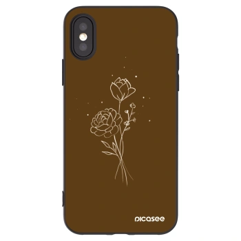Picasee silikonowe czarne etui na Apple iPhone X/XS - Brown flowers
