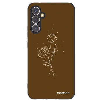Picasee silikonowe czarne etui na Samsung Galaxy A34 5G A346B - Brown flowers
