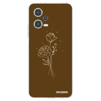 Picasee silikonowe przeźroczyste etui na Xiaomi Redmi Note 12 5G - Brown flowers