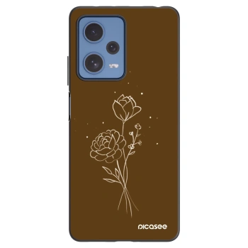 Picasee silikonowe czarne etui na Xiaomi Redmi Note 12 Pro 5G - Brown flowers