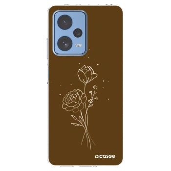 Picasee silikonowe przeźroczyste etui na Xiaomi Redmi Note 12 Pro 5G - Brown flowers