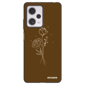 Picasee silikonowe czarne etui na Xiaomi Redmi Note 12 Pro+ 5G - Brown flowers