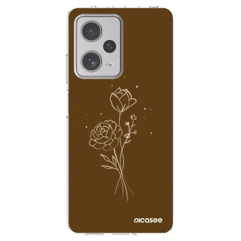 Picasee silikonowe przeźroczyste etui na Xiaomi Redmi Note 12 Pro+ 5G - Brown flowers