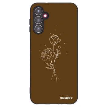 Picasee silikonowe czarne etui na Samsung Galaxy A14 5G A146P - Brown flowers