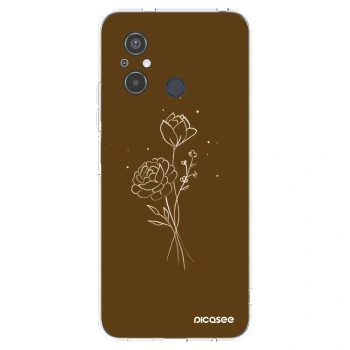 Picasee silikonowe przeźroczyste etui na Xiaomi Redmi 12C - Brown flowers