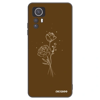 Picasee silikonowe czarne etui na Xiaomi Redmi Note 12S - Brown flowers