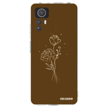 Picasee silikonowe przeźroczyste etui na Xiaomi Redmi Note 12S - Brown flowers
