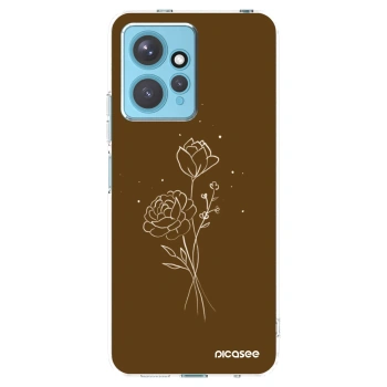 Picasee silikonowe przeźroczyste etui na Xiaomi Redmi Note 12 4G - Brown flowers