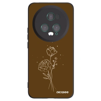 Picasee silikonowe czarne etui na Honor Magic5 Pro - Brown flowers