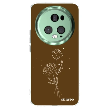 Picasee silikonowe przeźroczyste etui na Honor Magic5 Pro - Brown flowers