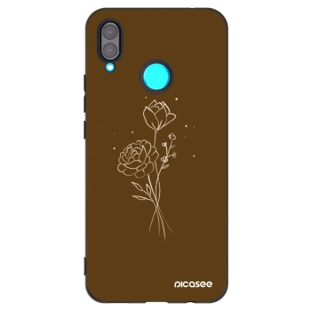 Picasee silikonowe czarne etui na Huawei Nova 3 - Brown flowers