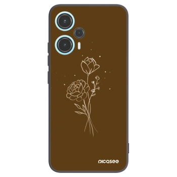 Picasee silikonowe czarne etui na Xiaomi Poco F5 - Brown flowers