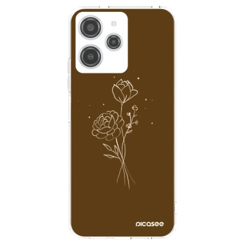Picasee silikonowe przeźroczyste etui na Xiaomi Redmi 12 4G - Brown flowers