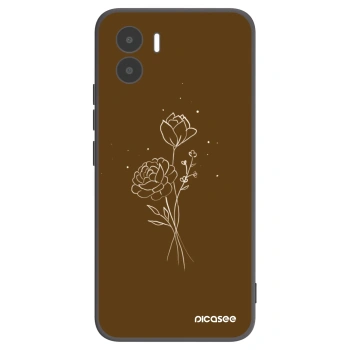 Picasee silikonowe czarne etui na Xiaomi Redmi A2 - Brown flowers