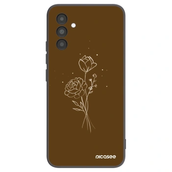 Picasee silikonowe czarne etui na Samsung Galaxy A04s A047F - Brown flowers