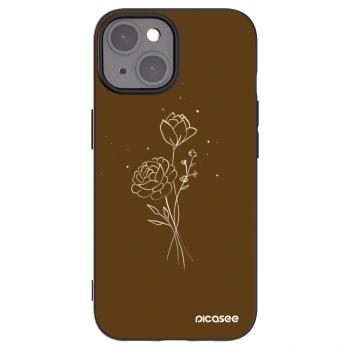 Picasee silikonowe czarne etui na Apple iPhone 15 - Brown flowers