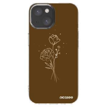 Picasee silikonowe przeźroczyste etui na Apple iPhone 15 - Brown flowers