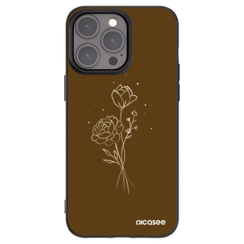 Picasee silikonowe czarne etui na Apple iPhone 15 Pro Max - Brown flowers
