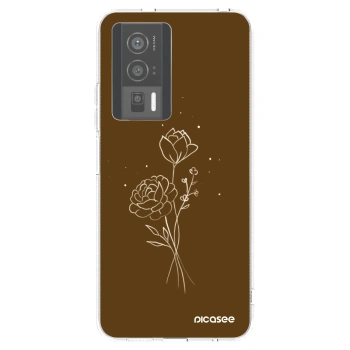 Picasee silikonowe przeźroczyste etui na Xiaomi Poco F5 Pro 5G - Brown flowers