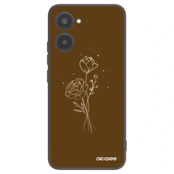 Picasee silikonowe czarne etui na Realme 10 4G - Brown flowers