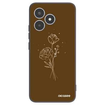 Picasee silikonowe czarne etui na Realme C53 - Brown flowers