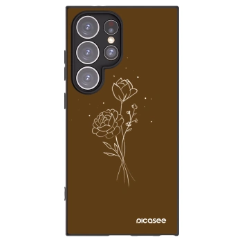 Picasee silikonowe czarne etui na Samsung Galaxy S24 Ultra S928B 5G - Brown flowers