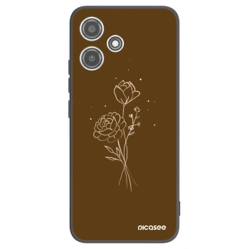 Picasee silikonowe czarne etui na Xiaomi Redmi 12 5G - Brown flowers