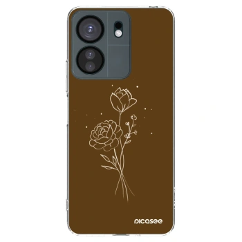 Picasee silikonowe przeźroczyste etui na Xiaomi Redmi 13C 4G - Brown flowers