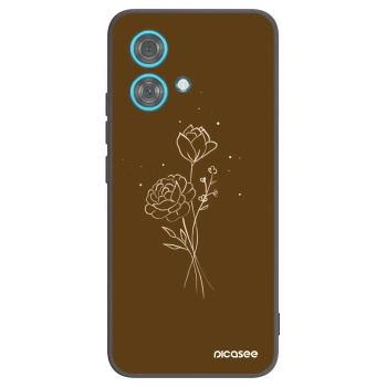 Picasee silikonowe czarne etui na Motorola Edge 40 Neo - Brown flowers