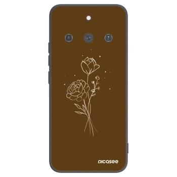 Picasee silikonowe czarne etui na Realme 11 Pro+ - Brown flowers