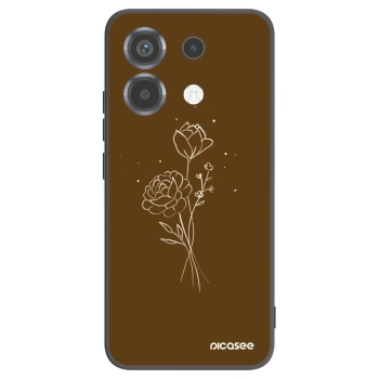 Picasee silikonowe czarne etui na Xiaomi Poco X6 - Brown flowers