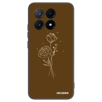 Picasee silikonowe czarne etui na Xiaomi Poco X6 Pro - Brown flowers