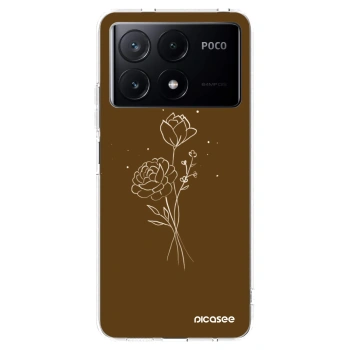 Picasee silikonowe przeźroczyste etui na Xiaomi Poco X6 Pro - Brown flowers