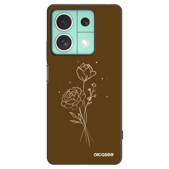 Picasee silikonowe czarne etui na Xiaomi Redmi Note 13 5G - Brown flowers