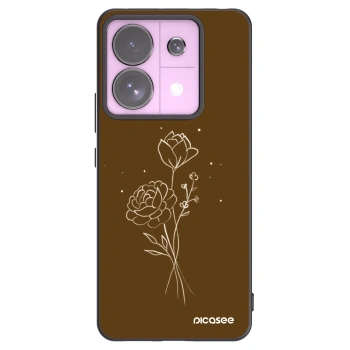 Picasee silikonowe czarne etui na Xiaomi Redmi Note 13 Pro 5G - Brown flowers
