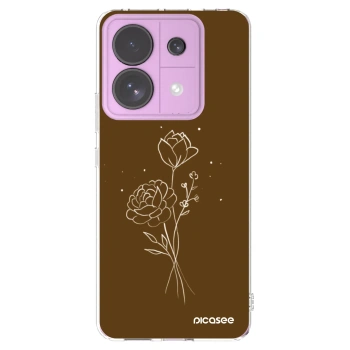 Picasee silikonowe przeźroczyste etui na Xiaomi Redmi Note 13 Pro 5G - Brown flowers