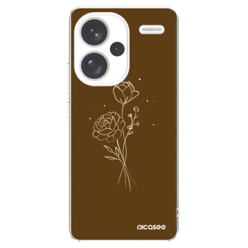 Picasee silikonowe przeźroczyste etui na Xiaomi Redmi Note 13 Pro+ 5G - Brown flowers