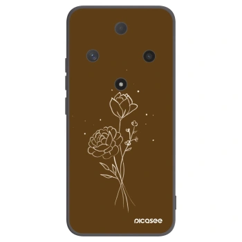 Picasee silikonowe czarne etui na Honor Magic6 Lite 5G - Brown flowers