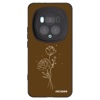Picasee silikonowe czarne etui na Honor Magic6 Pro - Brown flowers