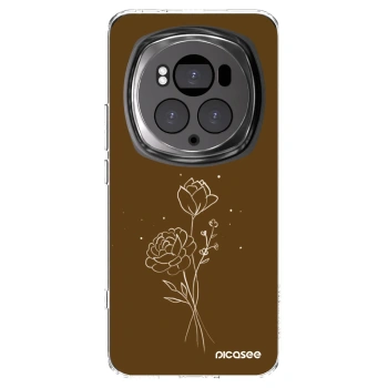 Picasee silikonowe przeźroczyste etui na Honor Magic6 Pro - Brown flowers