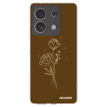Picasee silikonowe przeźroczyste etui na Xiaomi Redmi Note 13 4G - Brown flowers