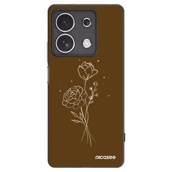 Picasee silikonowe czarne etui na Xiaomi Redmi Note 13 4G - Brown flowers