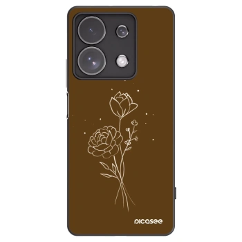 Picasee silikonowe czarne etui na Xiaomi Redmi Note 13 Pro 4G - Brown flowers
