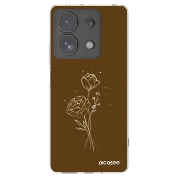 Picasee silikonowe przeźroczyste etui na Xiaomi Redmi Note 13 Pro 4G - Brown flowers