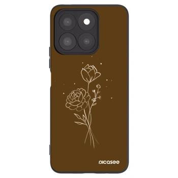 Picasee silikonowe czarne etui na Honor X8b - Brown flowers